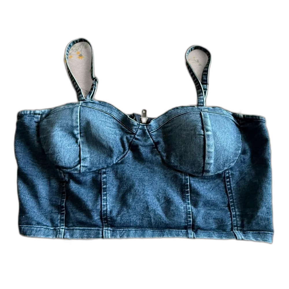 Derek Heart Women's Blue and Navy Corset Cottagecore Concert Country Western